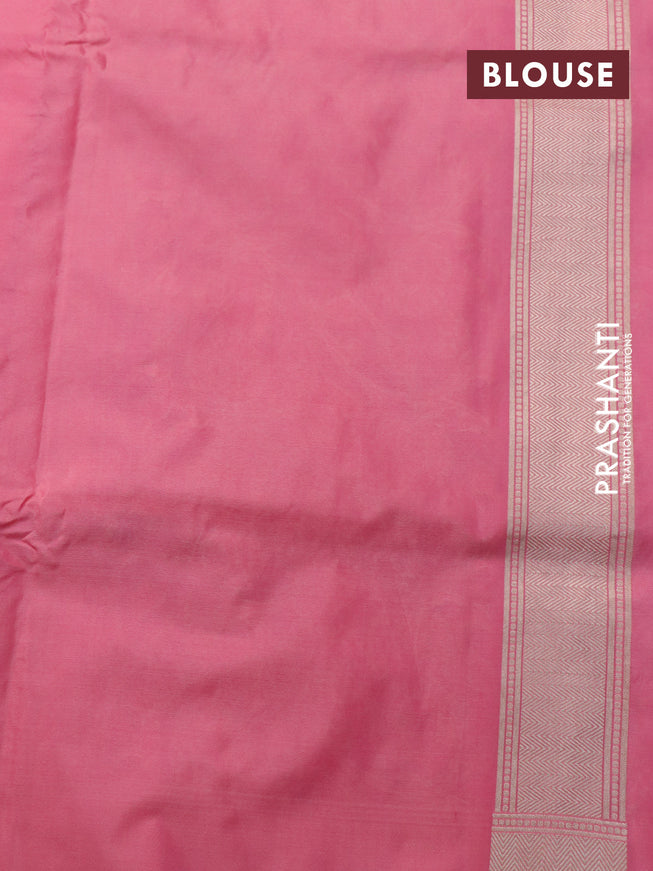 Banarasi uppada silk saree pastel pink with allover zari woven brocade weaves and zari woven border