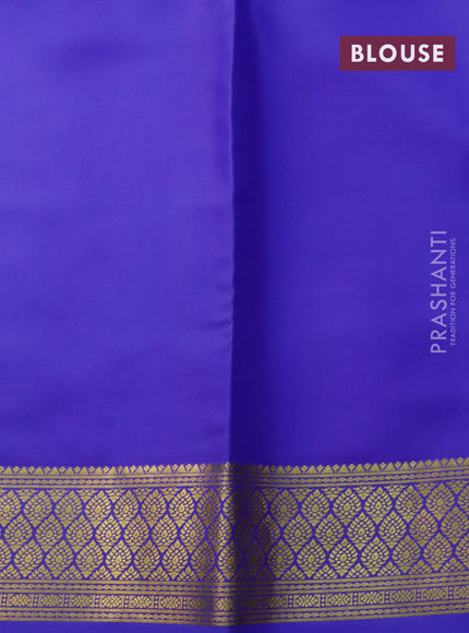 Pure mysore silk saree light blue and blue with plain body and zari woven border