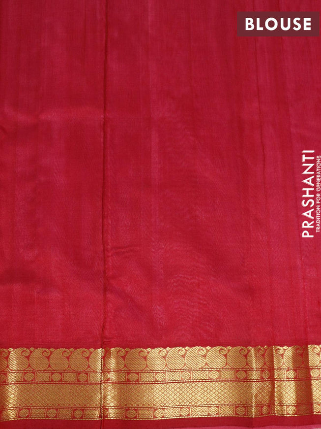 Silk cotton saree candy pink and maroon with plain body and paisley zari woven border