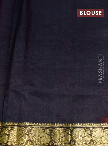 Silk cotton saree pink and black with plain body and annam zari woven border