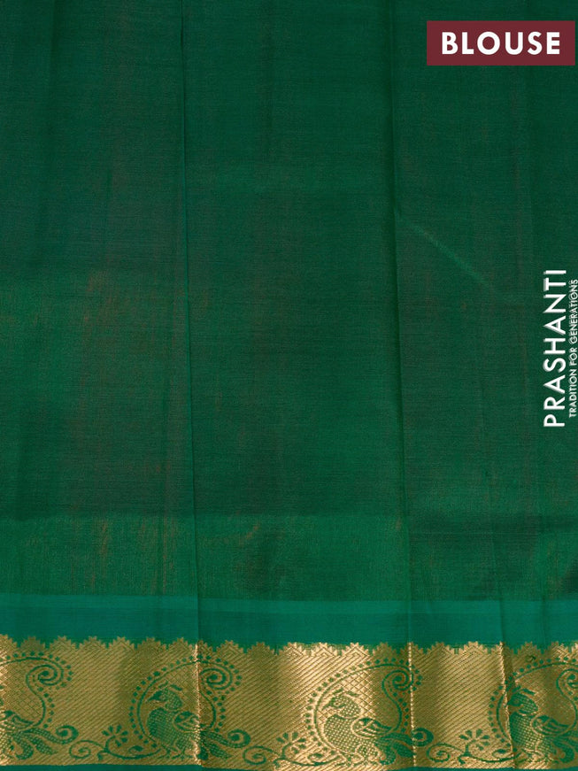 Silk cotton saree red and green with plain body and zari woven border