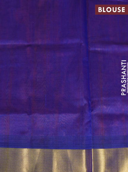 Silk cotton saree sunset orange and blue with plain body and zari woven border