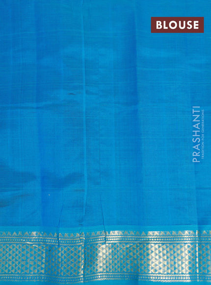 Silk cotton saree black and light blue with plain body and zari woven border