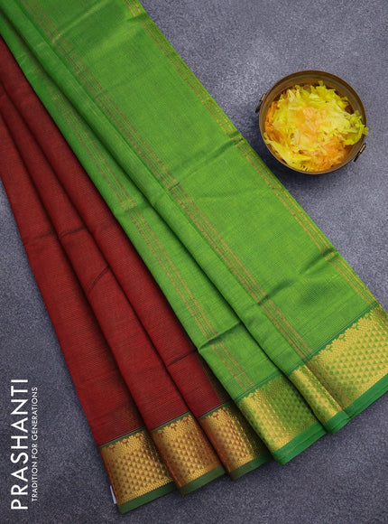 Silk cotton saree maroon and light green with allover vairaosi pattern and zari woven border