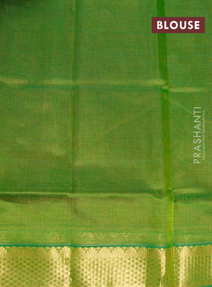 Silk cotton saree maroon and light green with allover vairaosi pattern and zari woven border