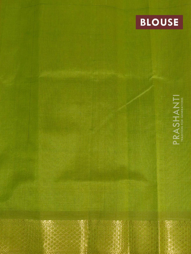 Silk cotton saree pink and lime green with plain body and zari woven border