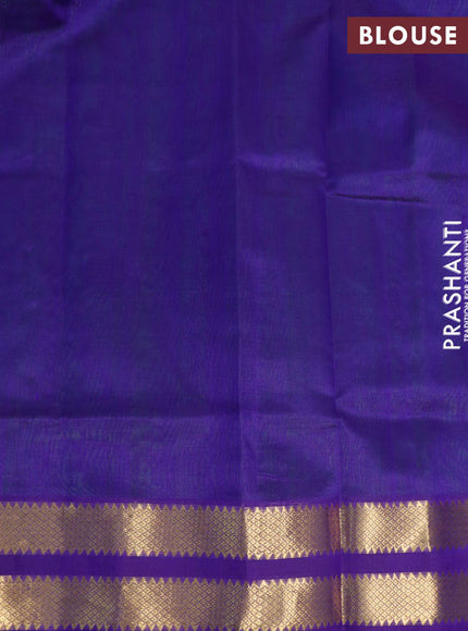 Silk cotton saree light green and violet with plain body and rettapet zari woven border