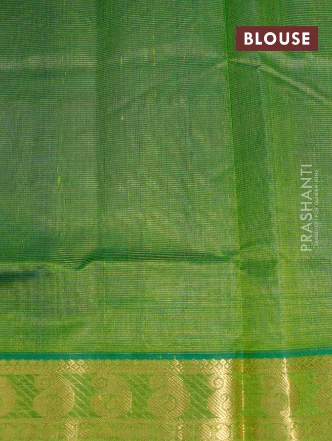 Silk cotton saree blue and light green with allover vairaosi pattern and paisley zari woven border