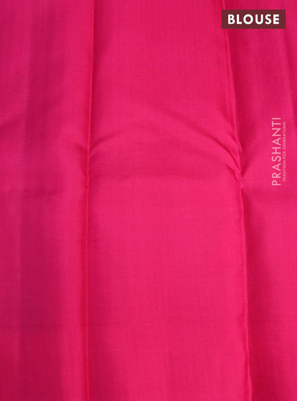 Pure kanjivaram silk saree dual shade of blue and pink with allover zari weaves and simple border