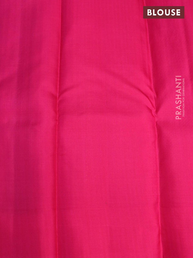 Pure kanjivaram silk saree dual shade of blue and pink with allover zari weaves and simple border