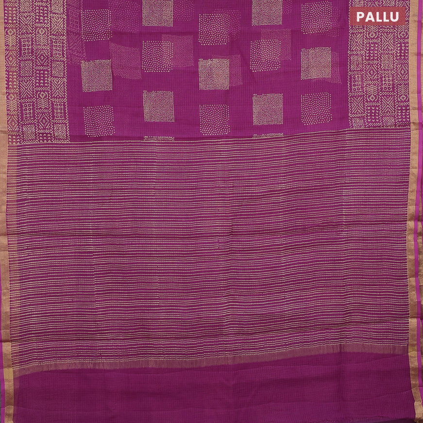 Kota saree purple with allover geometric butta prints and zari woven border