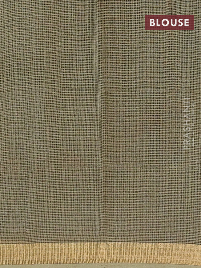 Kota saree sap green shade with allover geometric butta prints and zari woven border