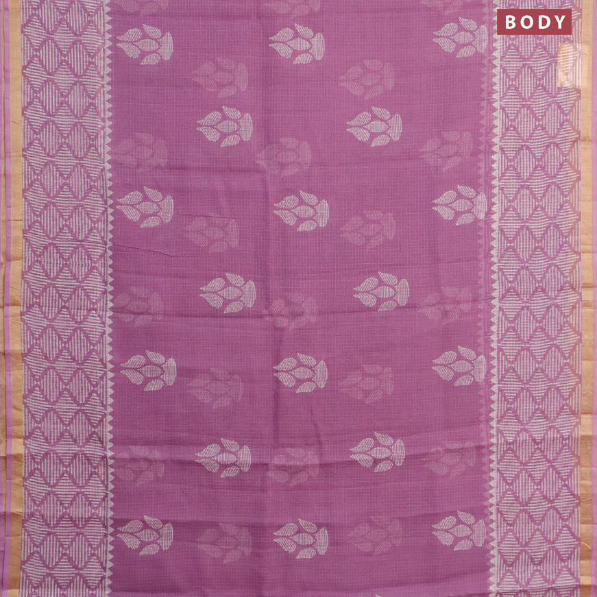 Kota saree lavender shade with butta prints and zari woven border