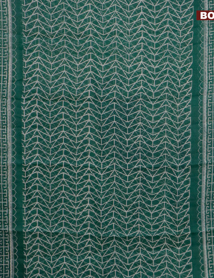 Kota saree green with allover geometric prints and zari woven border