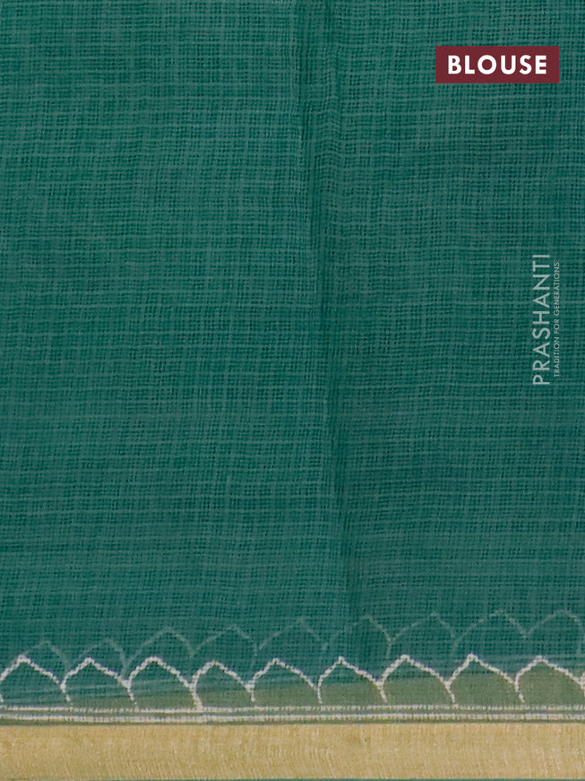 Kota saree green with allover geometric prints and zari woven border