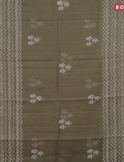 Kota saree dark sap green with floral butta prints and zari woven border