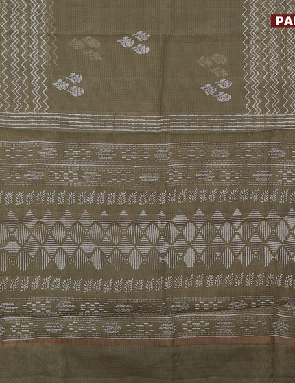 Kota saree dark sap green with floral butta prints and zari woven border