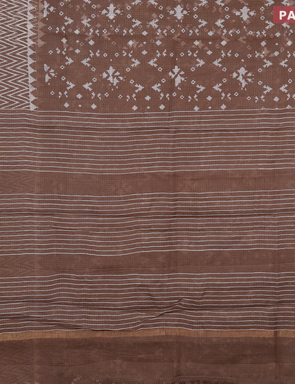 Kota saree brown shade with allover prints and zari woven border