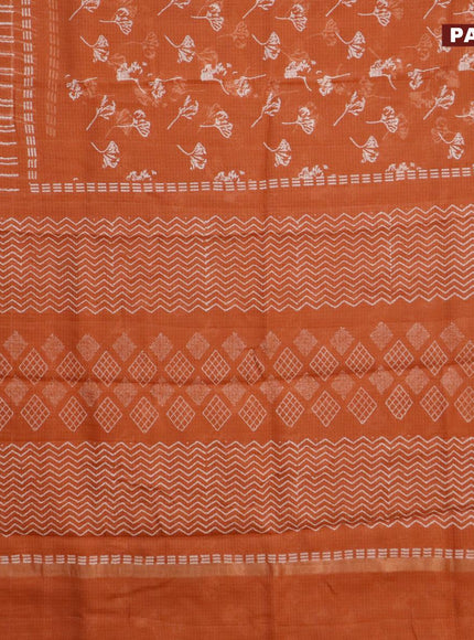 Kota saree rust shade with allover leaf butta prints and zari woven border