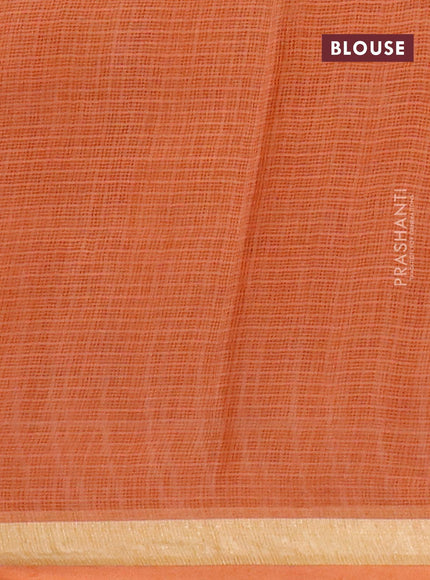 Kota saree rust shade with allover leaf butta prints and zari woven border