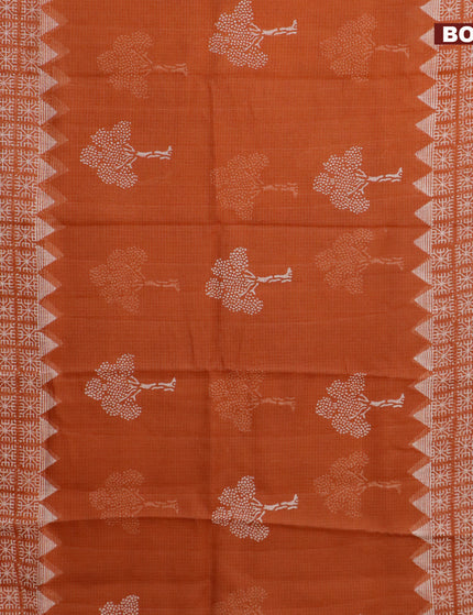 Kota saree rust shade with tree butta prints and zari woven border