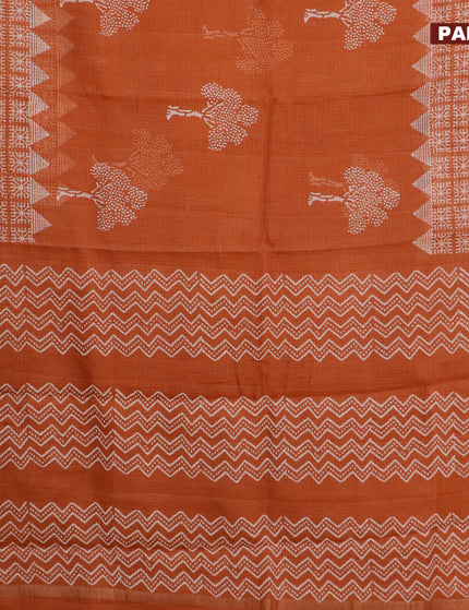 Kota saree rust shade with tree butta prints and zari woven border