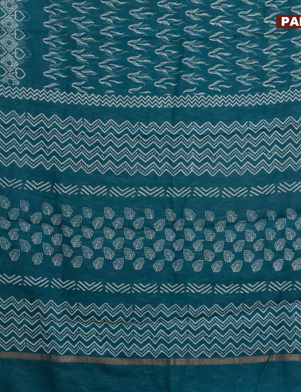 Kota saree peacock green with allover butta prints and zari woven border