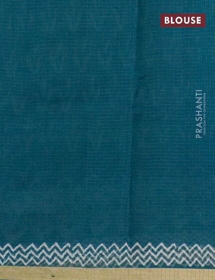 Kota saree peacock green with allover butta prints and zari woven border