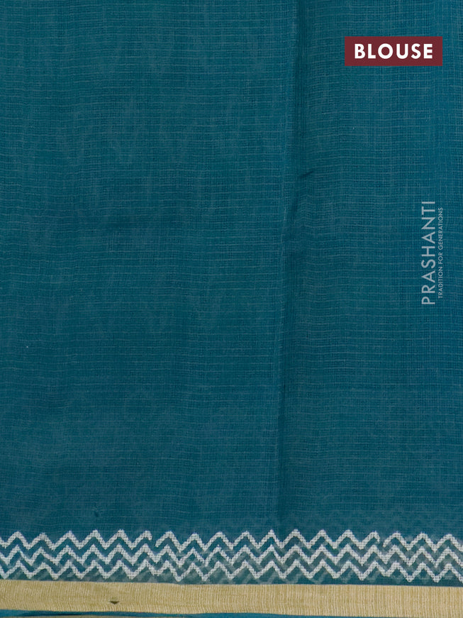 Kota saree peacock green with allover butta prints and zari woven border