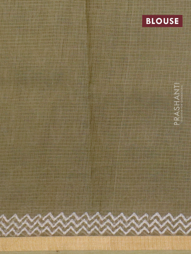 Kota saree sap green shade with allover butta prints and zari woven border