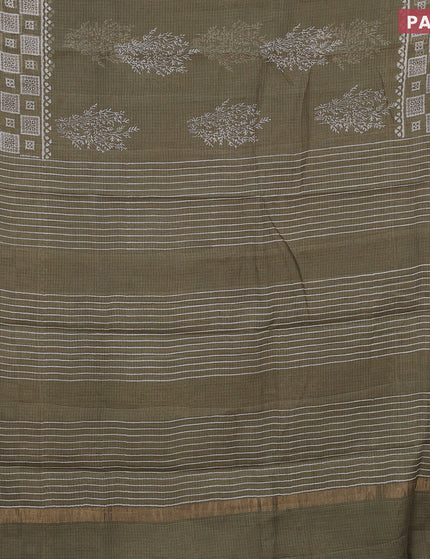 Kota saree military green with butta prints and zari woven border