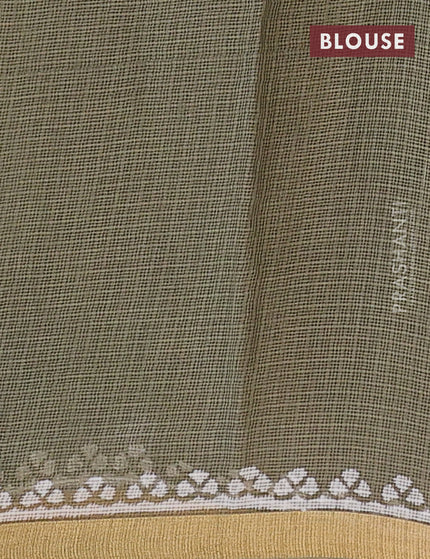 Kota saree military green with butta prints and zari woven border