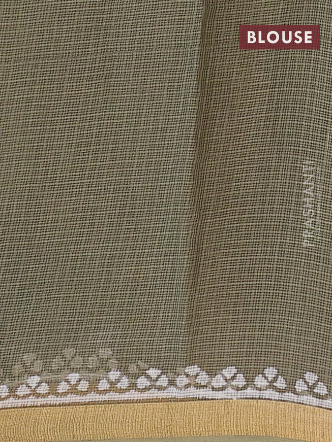 Kota saree military green with butta prints and zari woven border