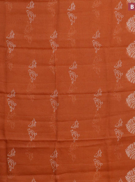 Kota saree rust shade with butta prints and zari woven border