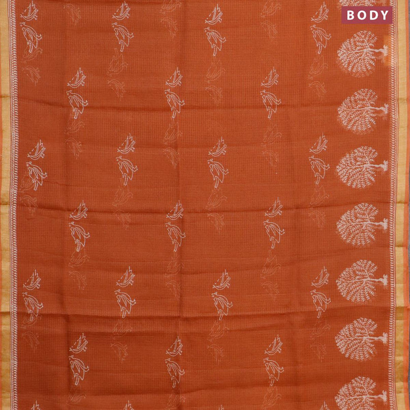 Kota saree rust shade with butta prints and zari woven border