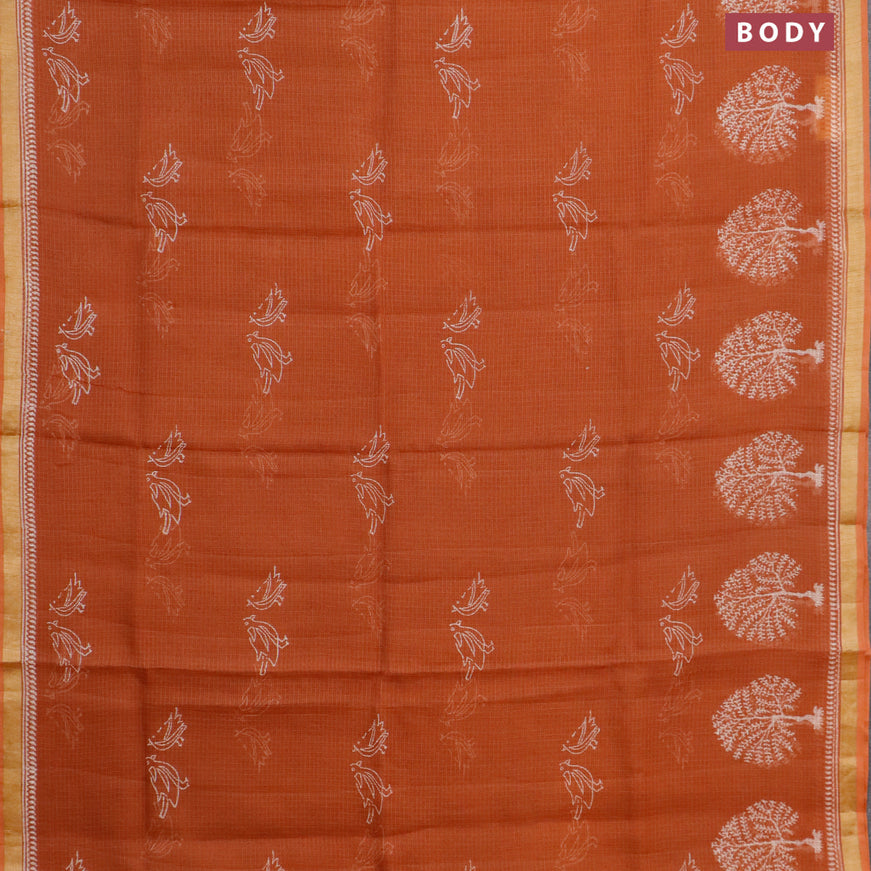 Kota saree rust shade with butta prints and zari woven border