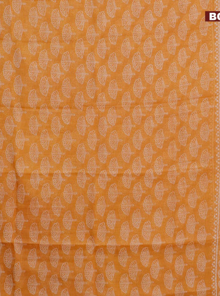 Kota saree orange with allover butta prints and zari woven border