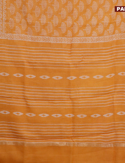 Kota saree orange with allover butta prints and zari woven border