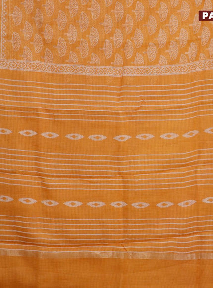 Kota saree orange with allover butta prints and zari woven border