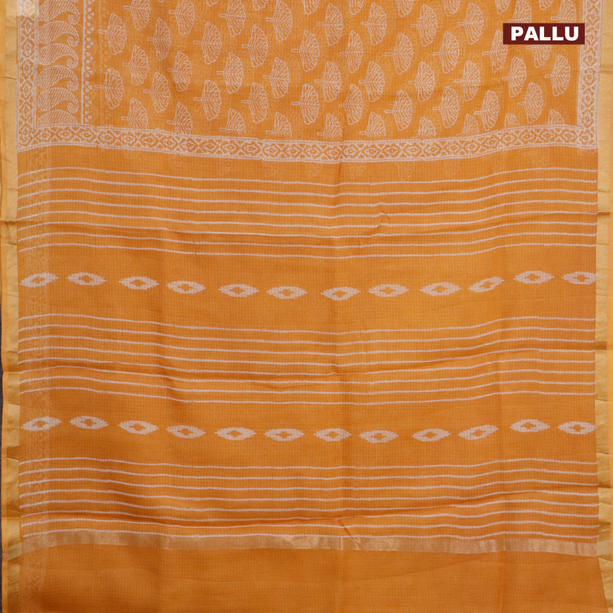 Kota saree orange with allover butta prints and zari woven border