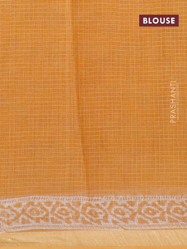 Kota saree orange with allover butta prints and zari woven border