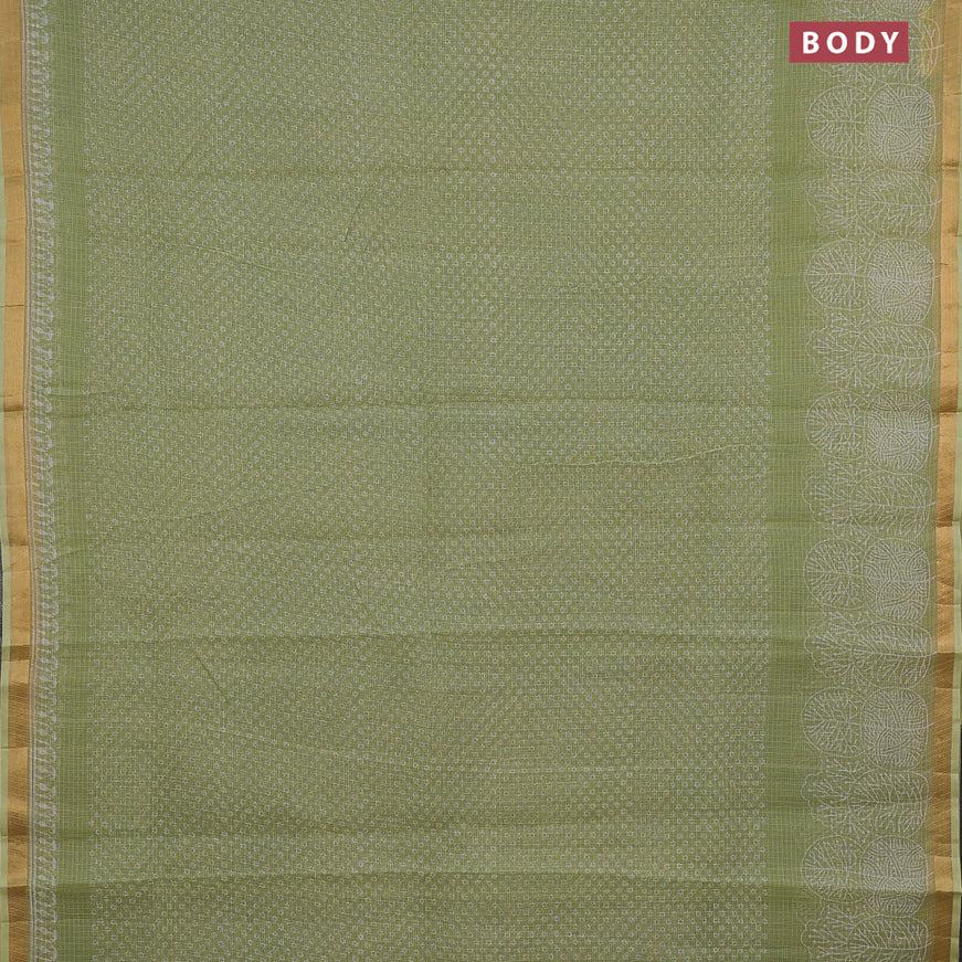 Kota saree pista green with allover butta prints and zari woven border