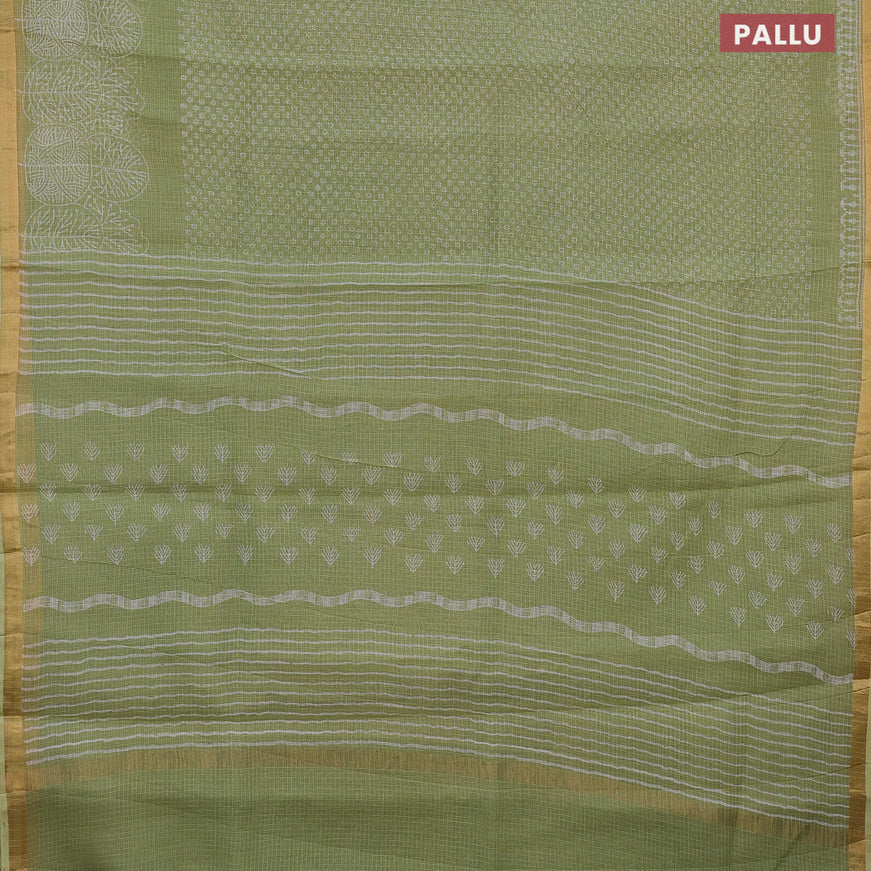 Kota saree pista green with allover butta prints and zari woven border