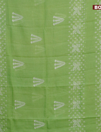 Kota saree light green with butta prints and zari woven border