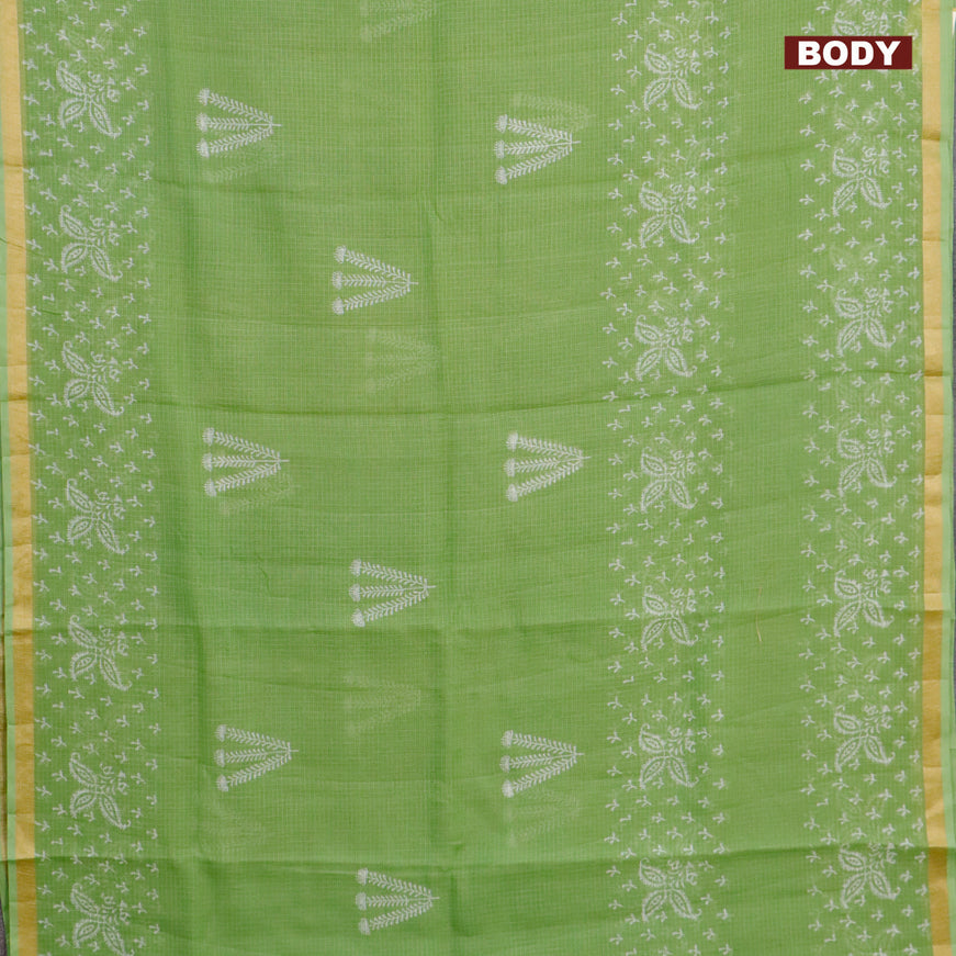 Kota saree light green with butta prints and zari woven border