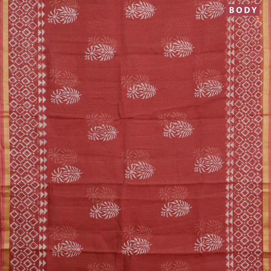 Kota saree maroon shade with flotal butta prints and zari woven border