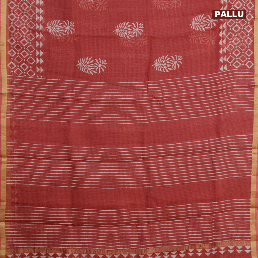 Kota saree maroon shade with flotal butta prints and zari woven border
