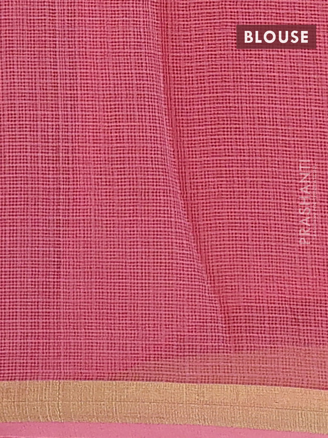 Kota saree peach pink shade with leaf butta prints and zari woven border