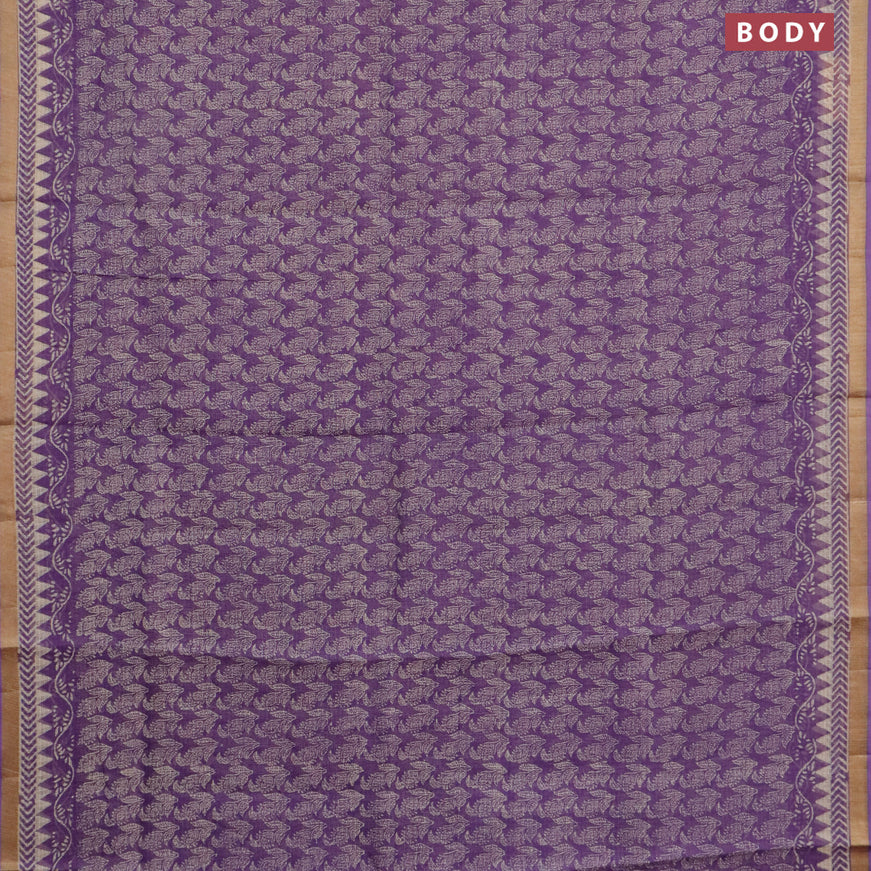 Kota saree violet with allover prints and zari woven border