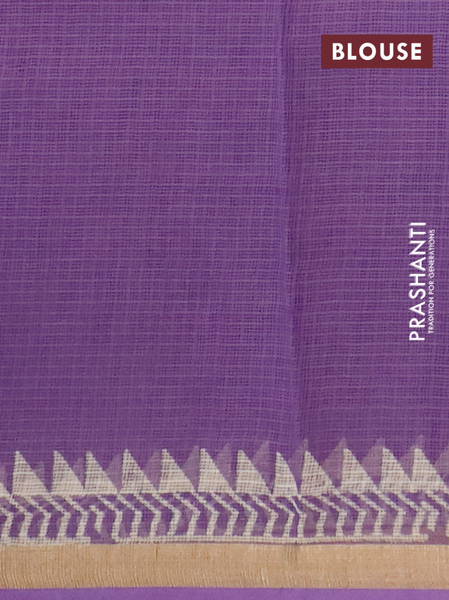 Kota saree violet with allover prints and zari woven border